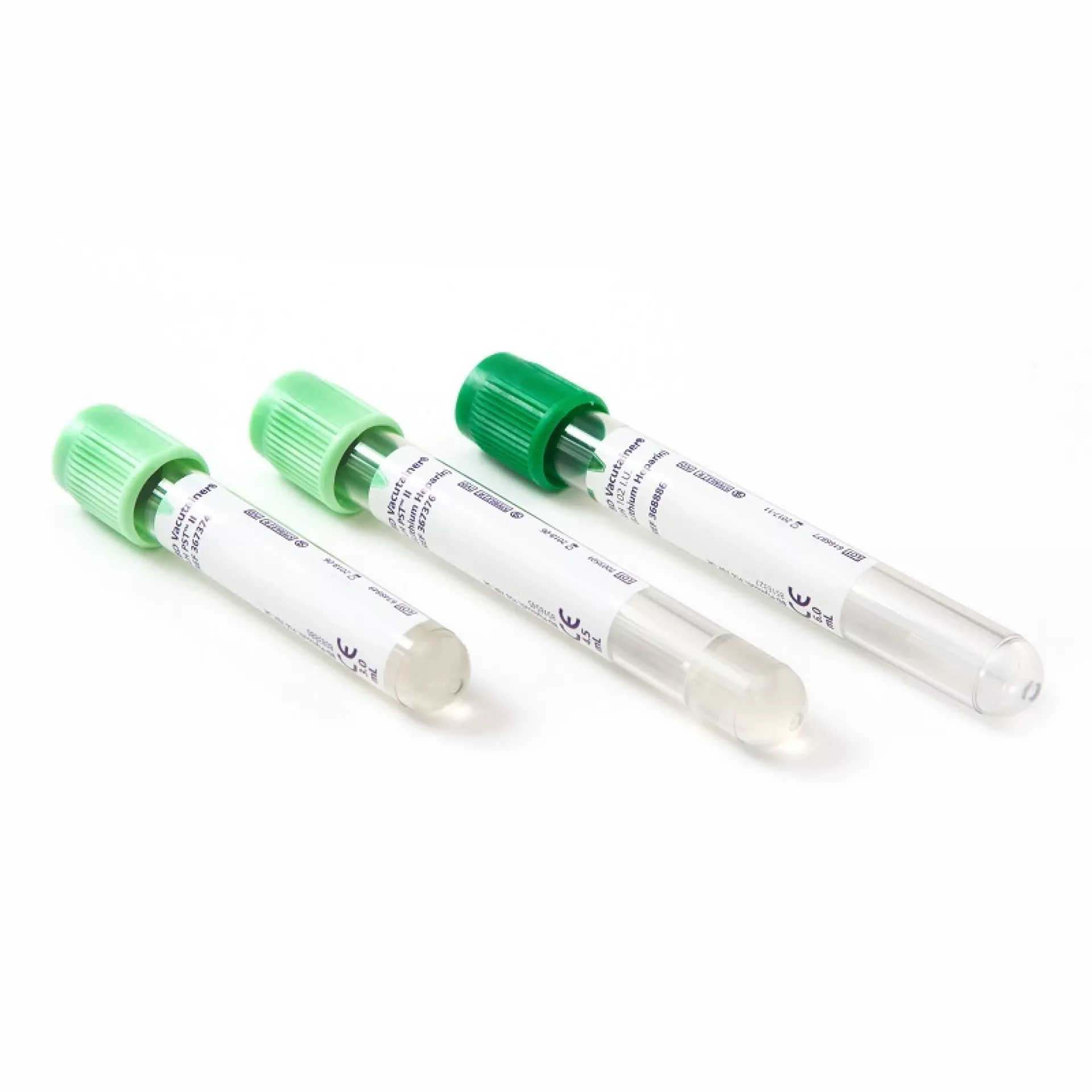 Drie buisjes met licht- en donkergroene dop