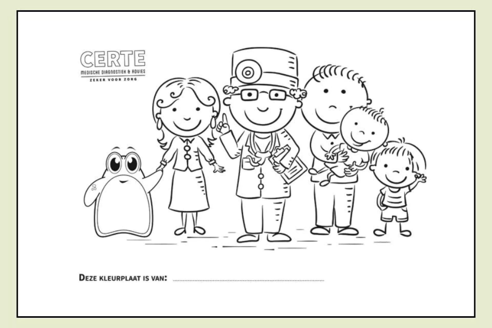 Kleurplaat Certie met gezin